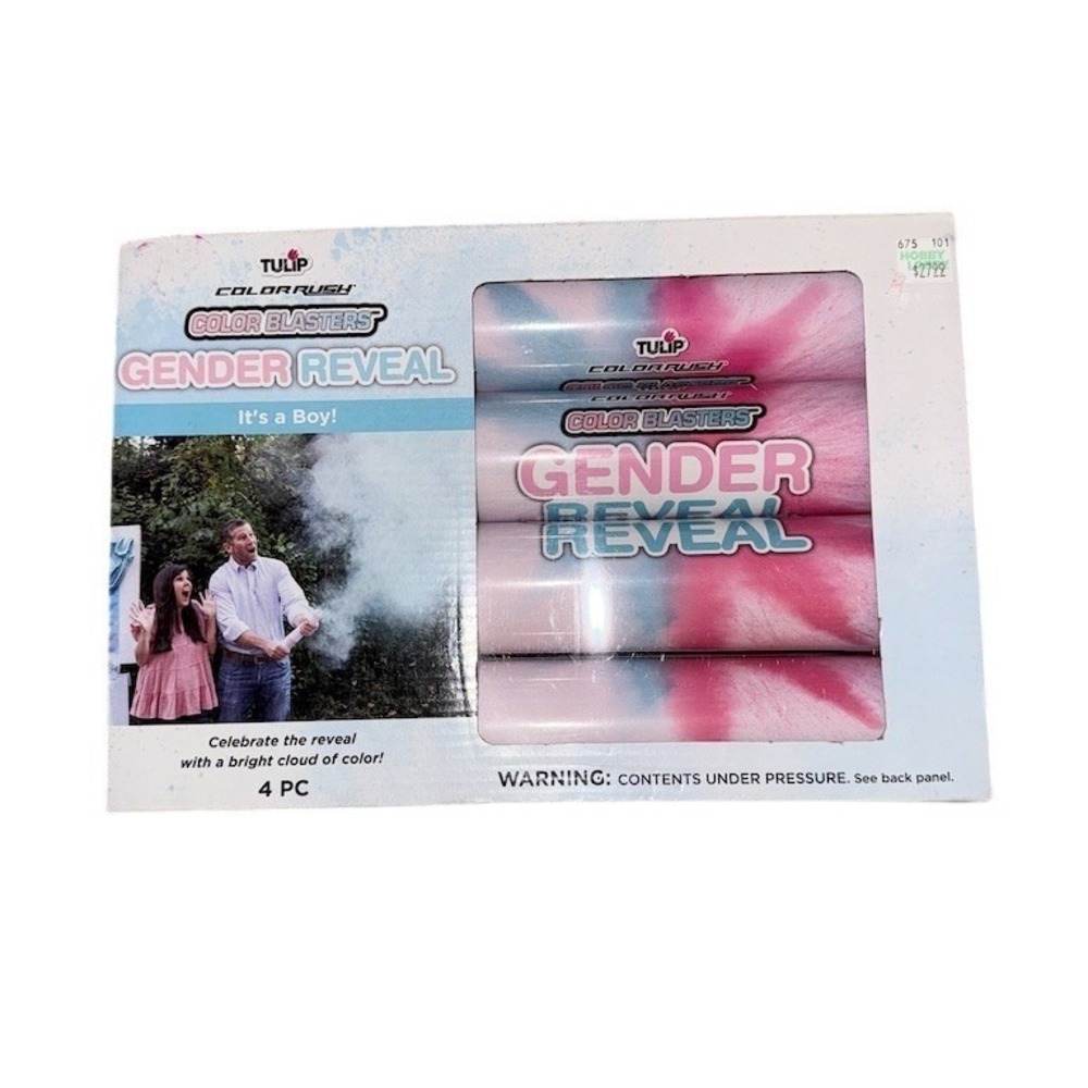 Tulip Color Rush Gender Reveal It's a Boy Blue‎ Powder Cannons 4pc Set